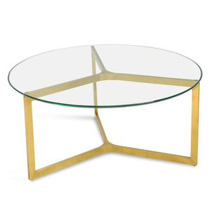 Ardent Round Glass Coffee Table 85cm - Gold Base - Boho Bliss
