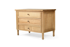 Hamilton Bedside Table - 3 Drawer Natural - Wide - Boho Bliss