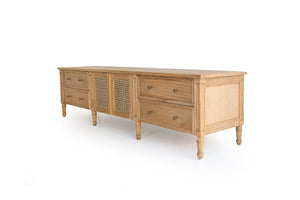 Hamilton Cane Entertainment Unit - Weathered Oak - Boho Bliss
