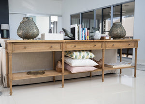 Hamilton Console Table - Weathered Oak - 280cm - Boho Bliss
