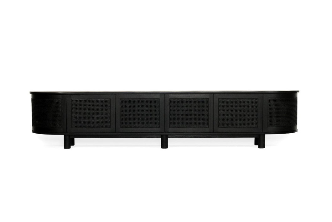 Iluka Entertainment Unit - 6 Door Round End - Black - Boho Bliss