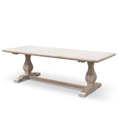 Titan Dining Table 2.4m - Rustic White Washed - Boho Bliss