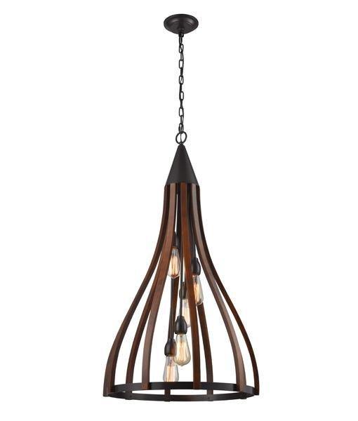 Khalest Wood Pendant Light - Lge Bell - Boho Bliss