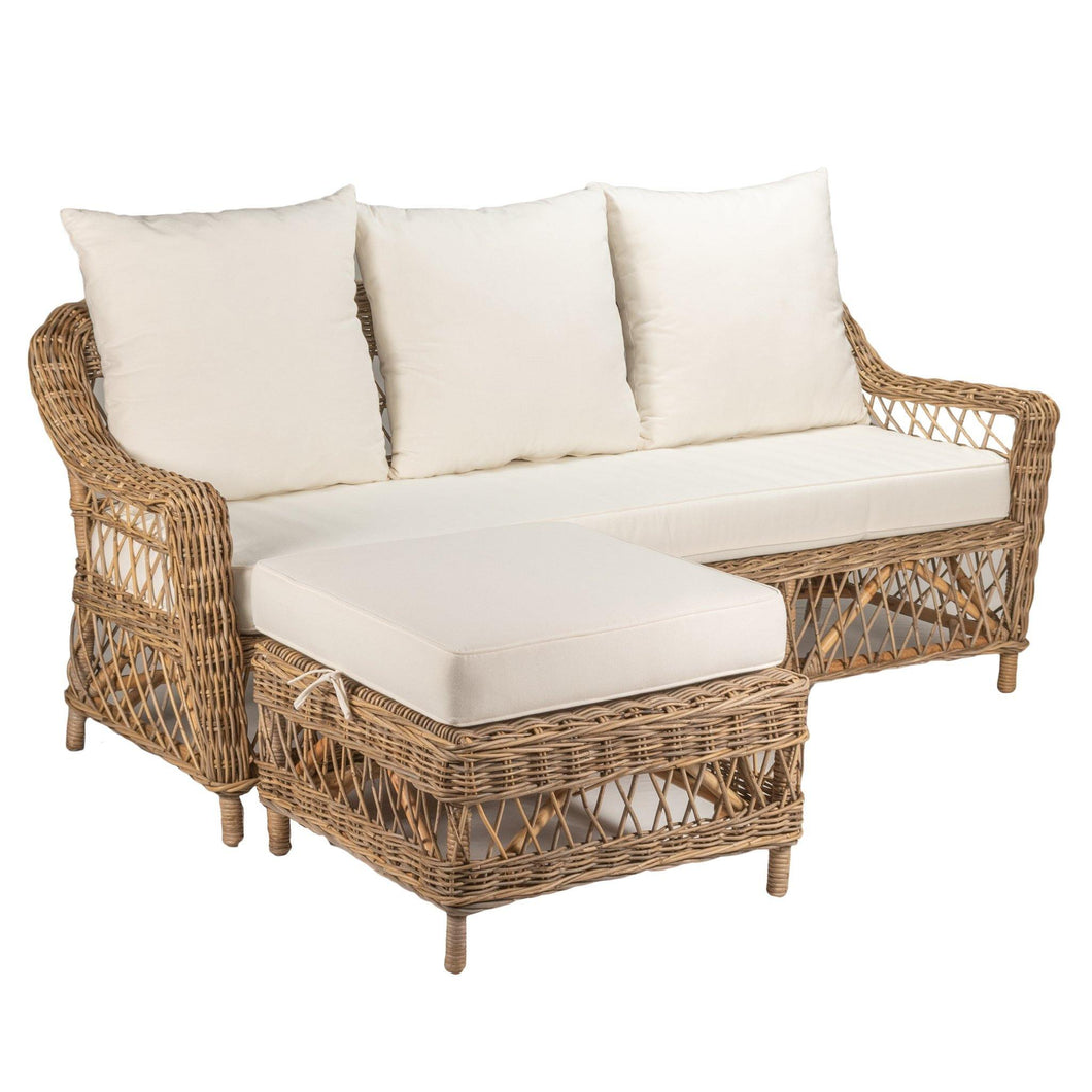 Tia 3 Seat Sofa With Chaise - Kubu Grey - Boho Bliss